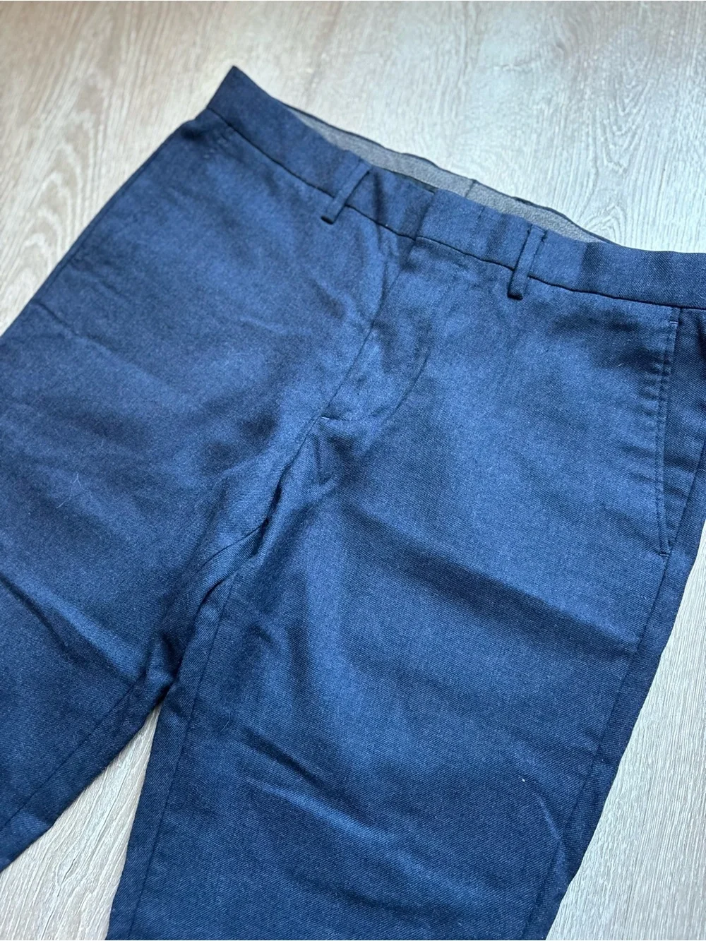 J.Crew Men's Bowery Navy Heather Slim 100% Wool Dress Pants Size 33x32